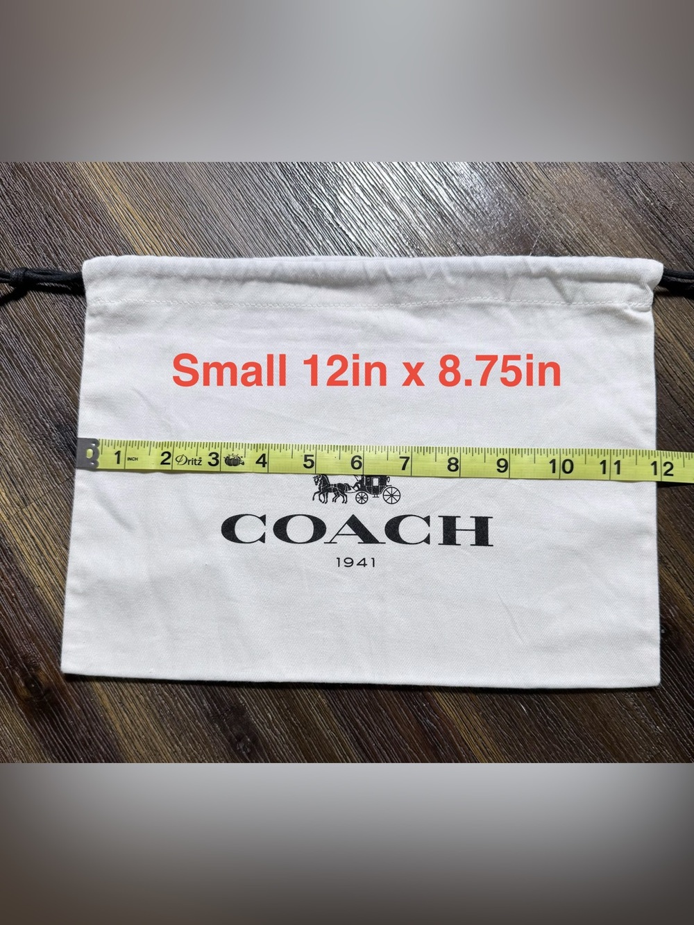 COACH 1941 Cotton Dust Bag with Logo in White and Black SMALL 12in x 8.75in EUC